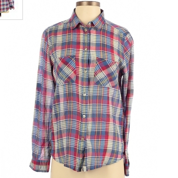 SO Super Soft Perfect Plaid Button Down Shirt Multicolored Juniors Large L EUC - Picture 1 of 7